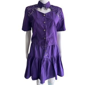 Vintage Lilia Smitty Exclusive Western Wear Skirt Top Set Purple Silver Lace M
